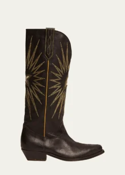 Golden GooseWish Star Embroidered Leather Western Boots