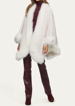 GorskiCashmere Cape with Toscana Shearling Lamb Trim