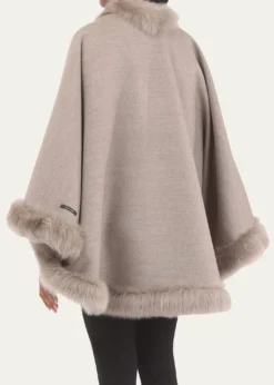 GorskiWool and Cashmere Cape with Merinillo Shearling Lamb Trim