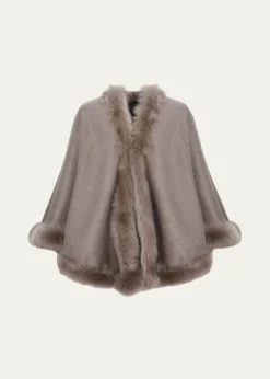 GorskiWool and Cashmere Cape with Merinillo Shearling Lamb Trim