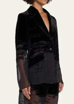 GRACE LINGGlitch Devore Velvet Chiffon Tailored Jacket