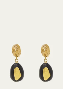 Grazia And Marica VozzaEbony Wood and Gold Nugget Earrings