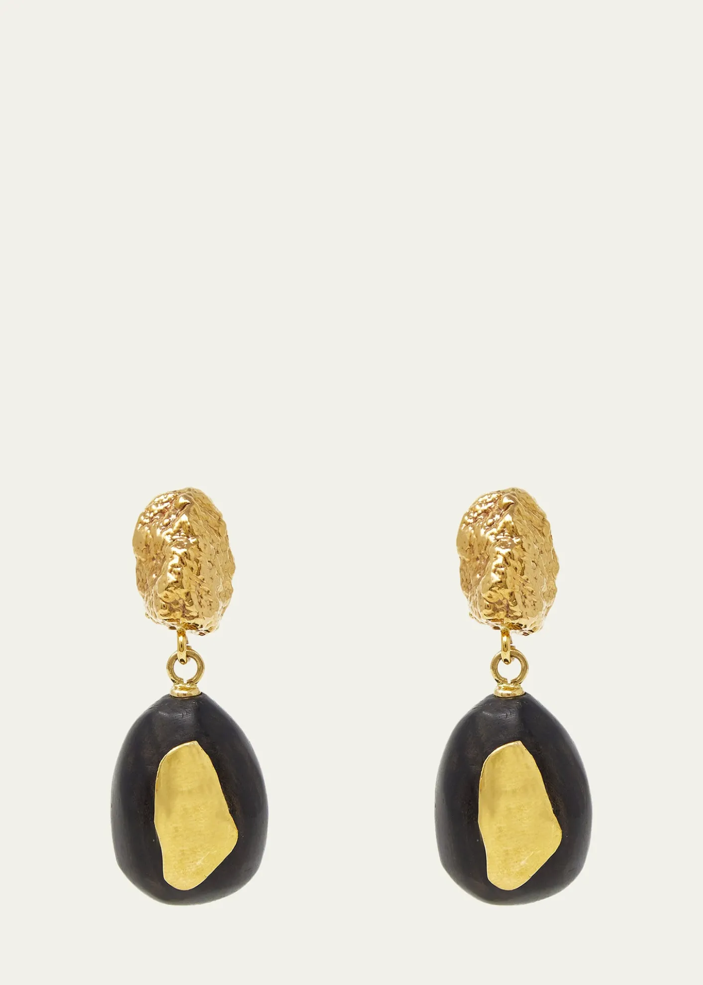 Grazia And Marica VozzaEbony Wood and Gold Nugget Earrings