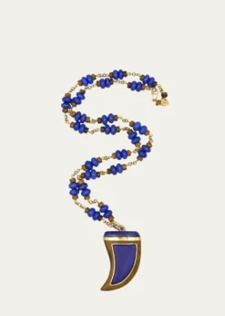 Grazia And Marica VozzaTiger's Eye and Lapis Tooth Pendant Necklace