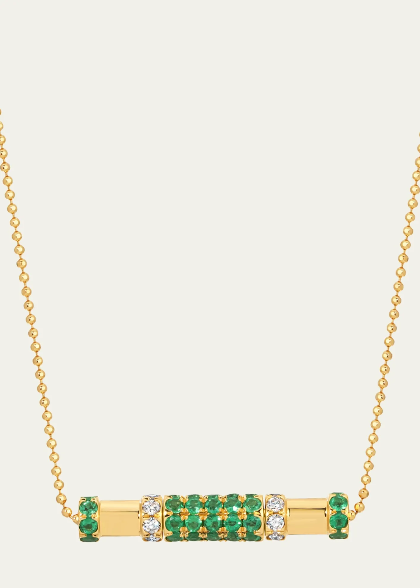 Graziela Gems18K Emerald and Diamond Cavaletti Necklace