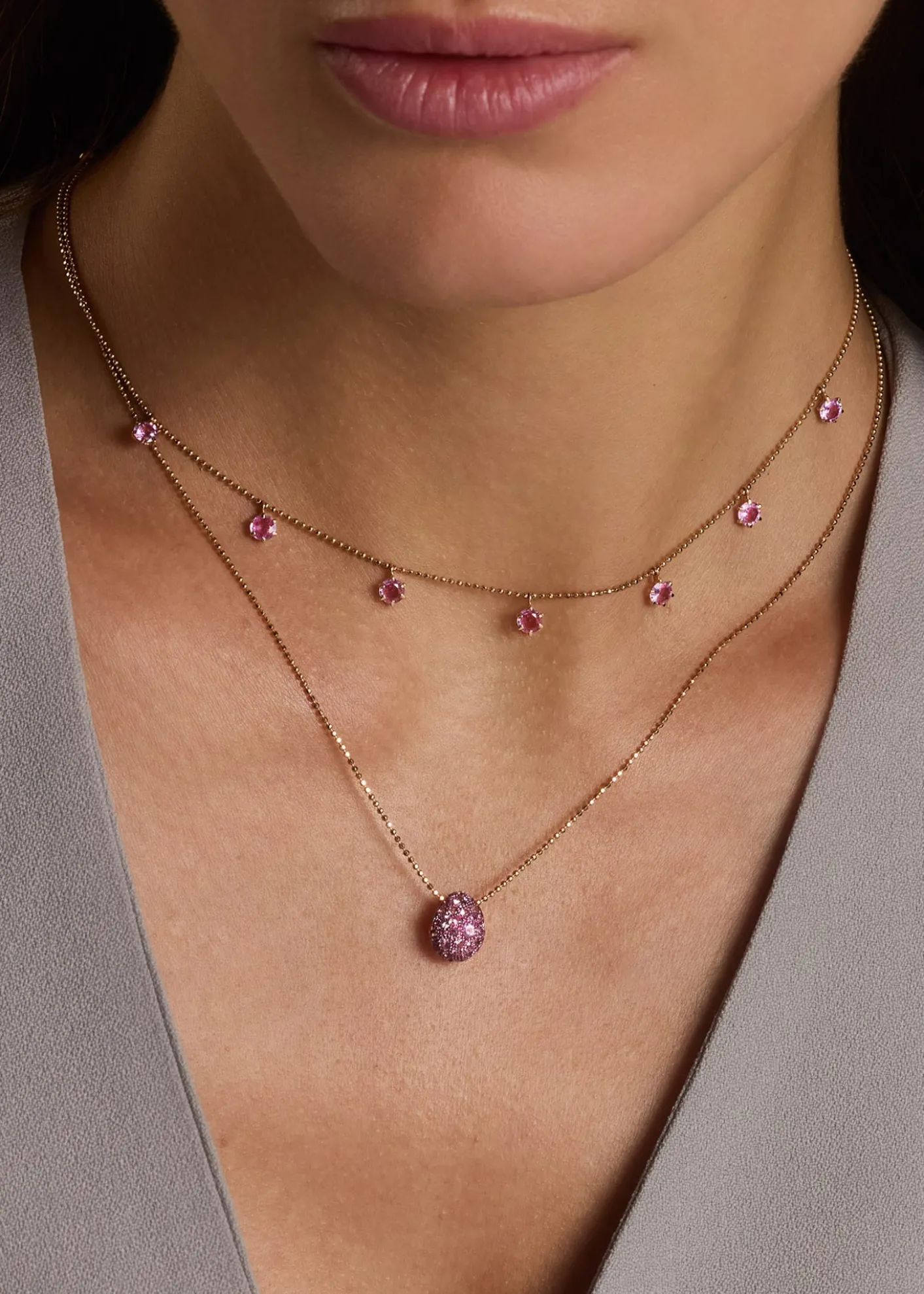Graziela Gems18K Pink Sapphire Floating Necklace, 2.0tcw