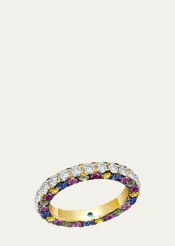 Graziela GemsRainbow Gem and Diamond 3-Sided Band Ring