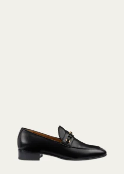 GucciEd Leather Medallion Strap Loafers