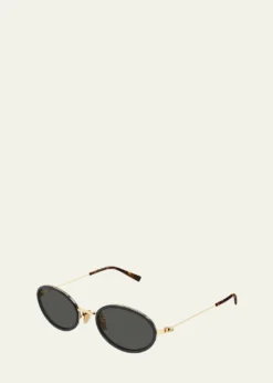 GucciEmblem 52mm Acetate & Metal Oval Sunglasses