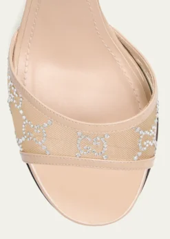 GucciErin Jeweled Leather Stiletto Sandals