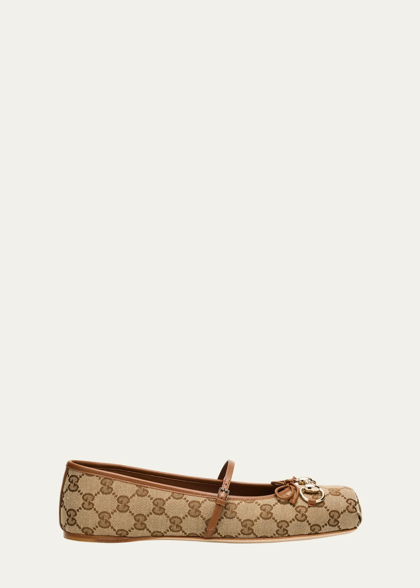 GucciGG Canvas Horsebit Ballerina Flats