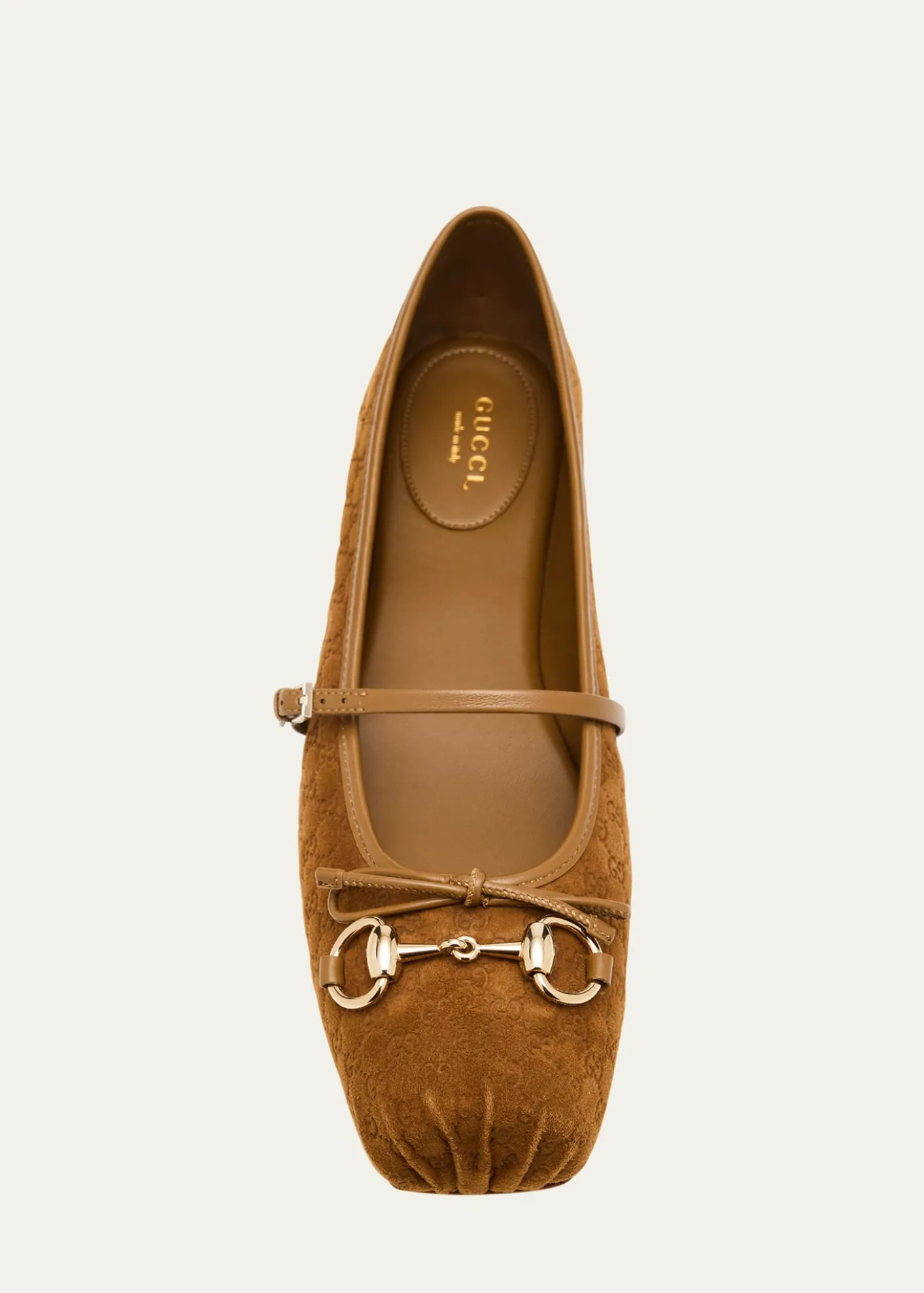 GucciGG Suede Horsebit Mary Jane Ballerina Flats