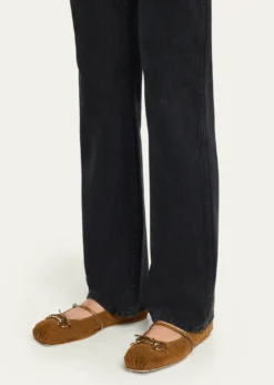 GucciGG Suede Horsebit Mary Jane Ballerina Flats