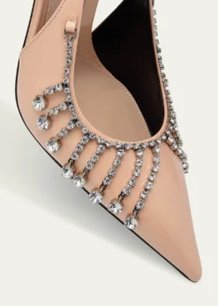 GucciGuinevere Crystal Leather Slingback Stiletto Pumps