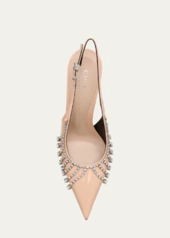 GucciGuinevere Crystal Leather Slingback Stiletto Pumps
