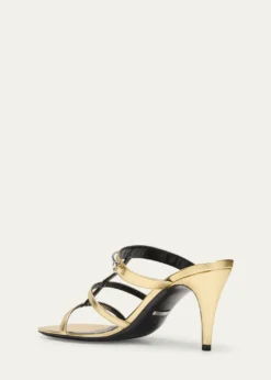 GucciHorsebit Metallic Leather Stiletto Sandals