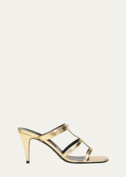 GucciHorsebit Metallic Leather Stiletto Sandals