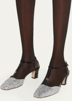 GucciMarmont Glitter T-Strap Pumps