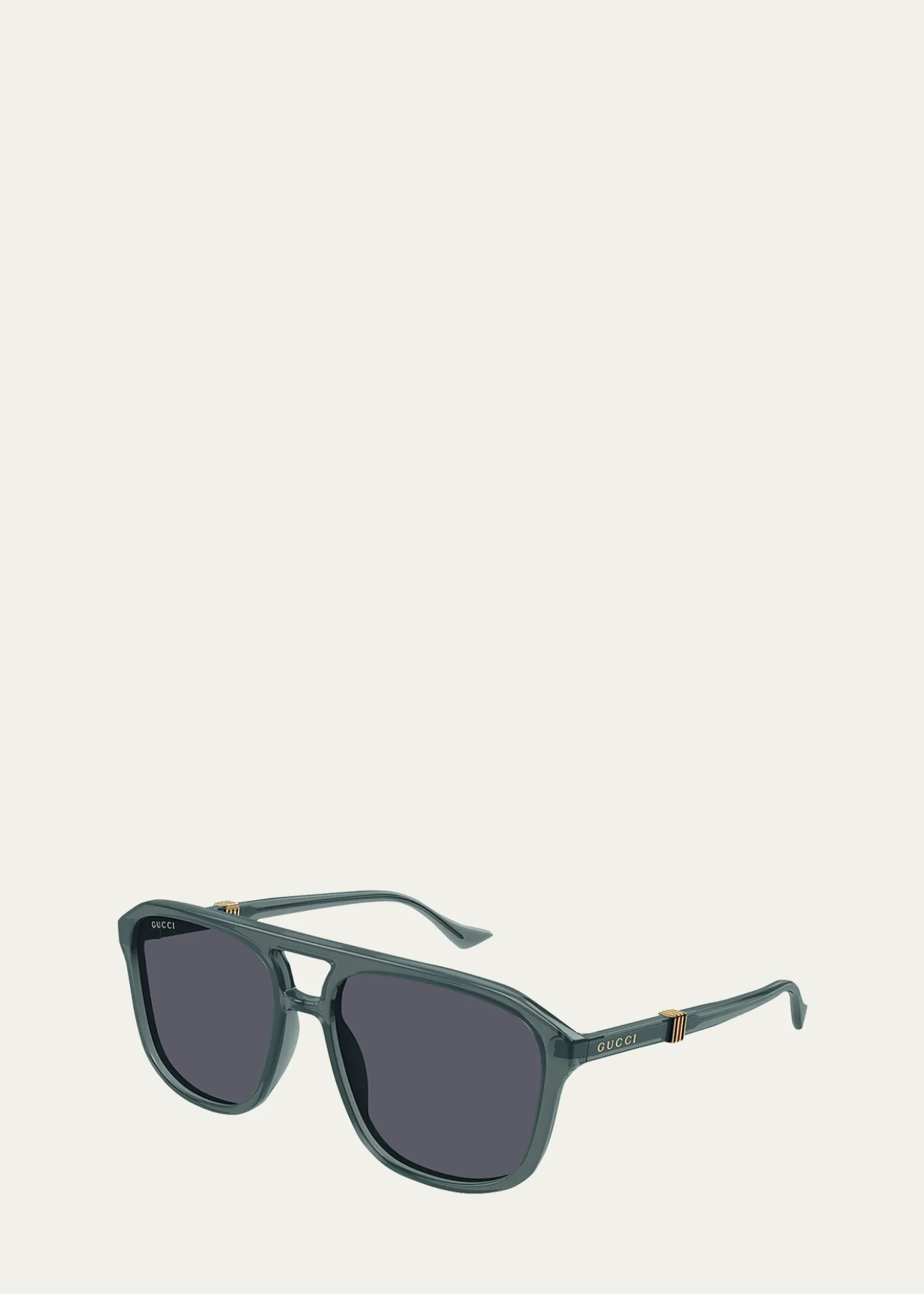 GucciMen's Double-Bridge Acetate Aviator Sunglasses