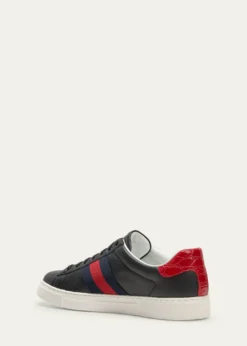 GucciMen's Ace Leather Web Low-Top Sneakers