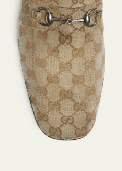 GucciMen's Aged-Effect Canvas Bit Loafers with Foldable Heel