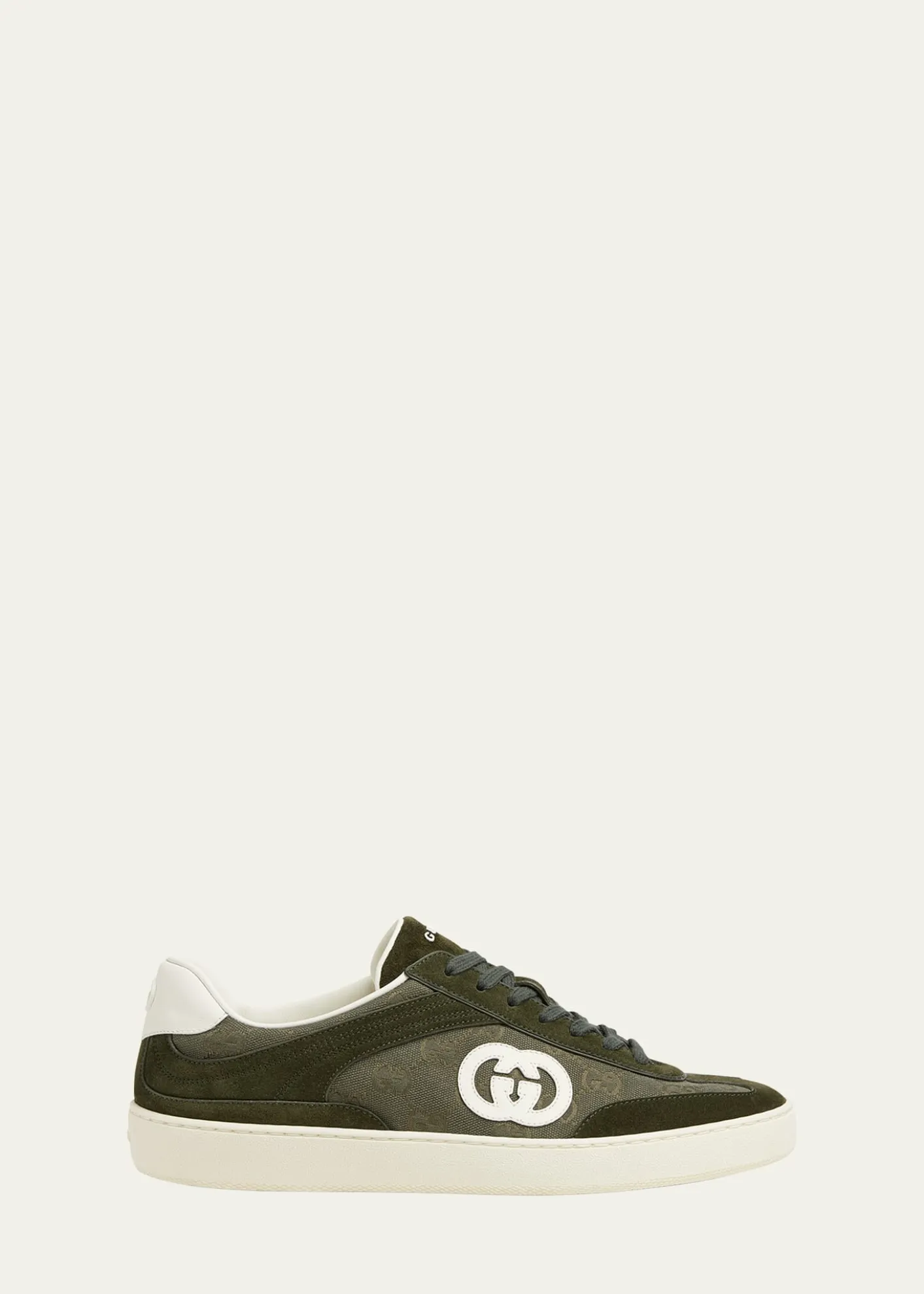 GucciMen's G75 Canvas and Suede T-Toe Low-Top Sneakers