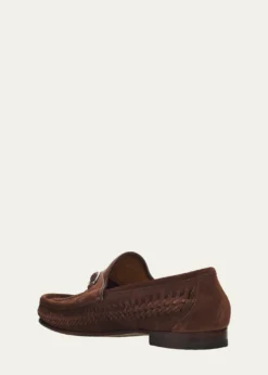 GucciMen's Horsebit 1953 Woven Suede Bit Loafers