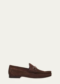 GucciMen's Horsebit 1953 Woven Suede Bit Loafers