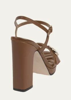 Gucci95mm GG Marmont Leather Platform Sandals