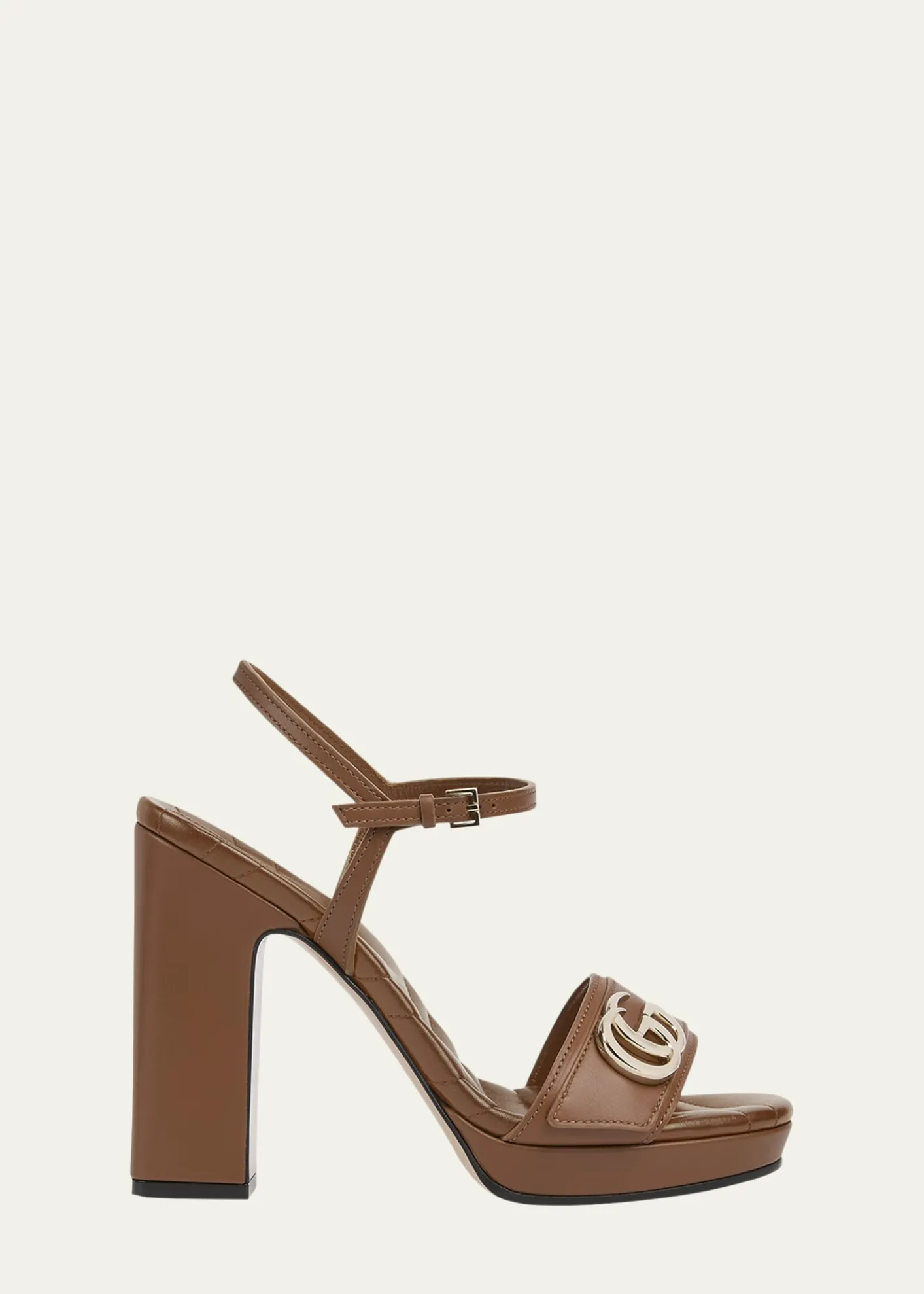 Gucci95mm GG Marmont Leather Platform Sandals