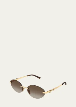 Gucci58mm Metal & Acetate Oval Sunglasses