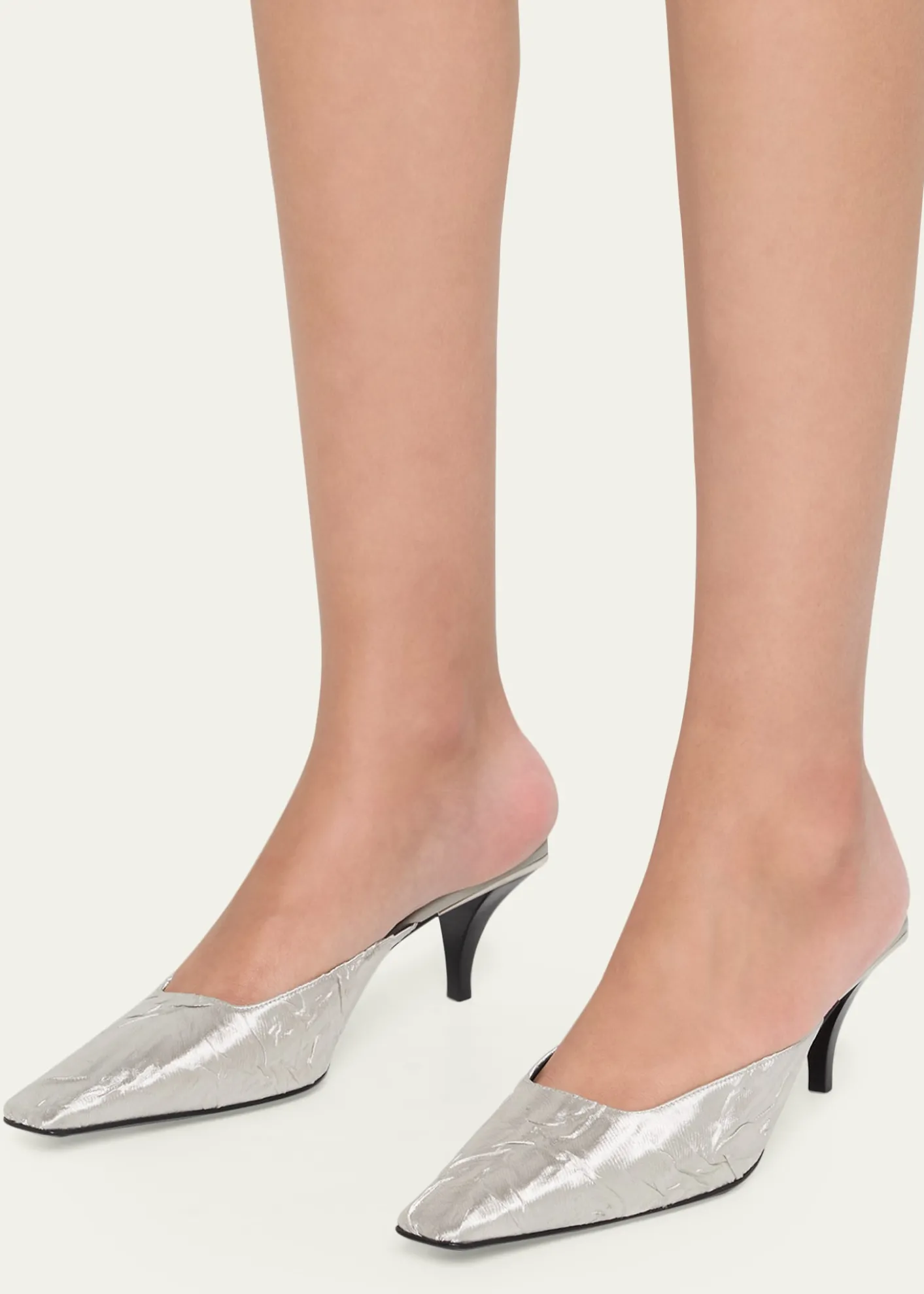 Gucci55mm Textured Metallic Silk Mule Pumps