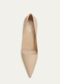 Gucci85mm Trinity Leather Pointed-Toe Pumps