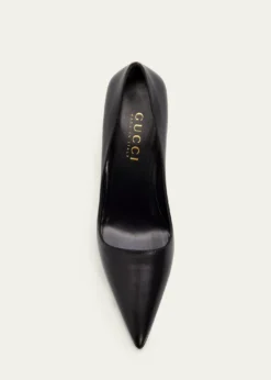 Gucci85mm Trinity Leather Pointed-Toe Pumps