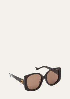 GucciRaised Interlocking GG Acetate Butterfly Sunglasses