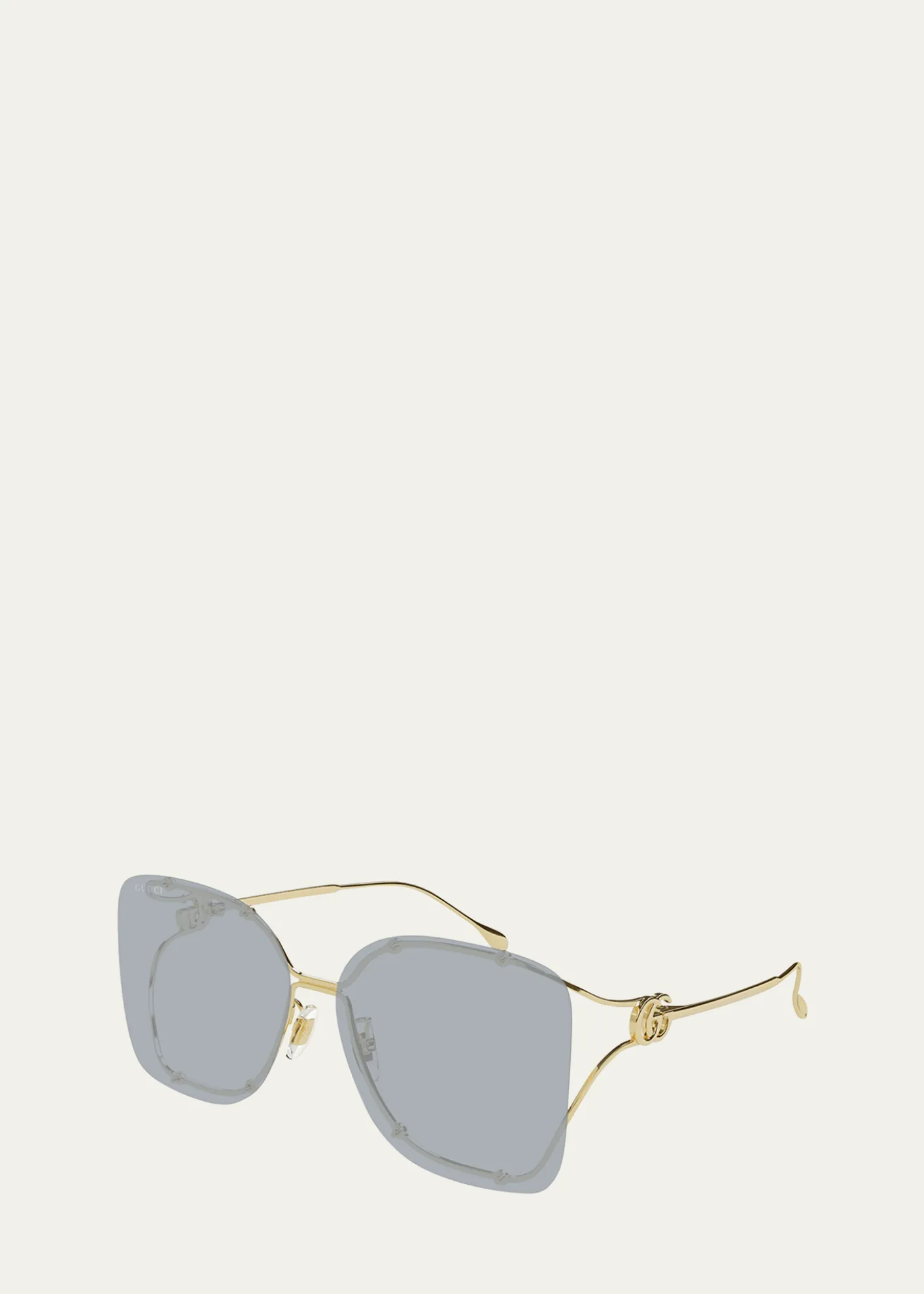 GucciRimless Square Metal Sunglasses