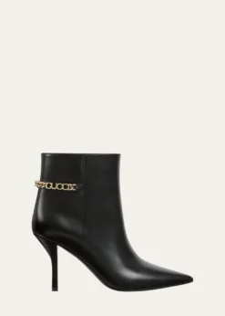GucciSignoria Leather Chain Ankle Booties