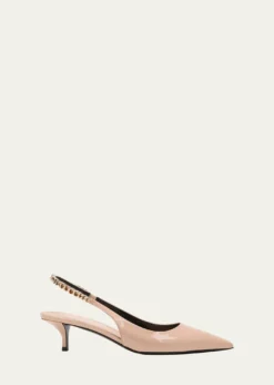 GucciSignoria Patent Logo Chain Kitten Pumps