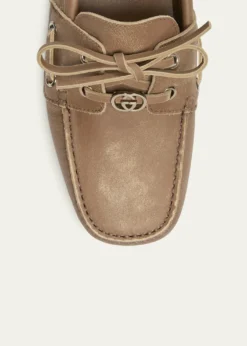 GucciWashed Leather Boat Shoes