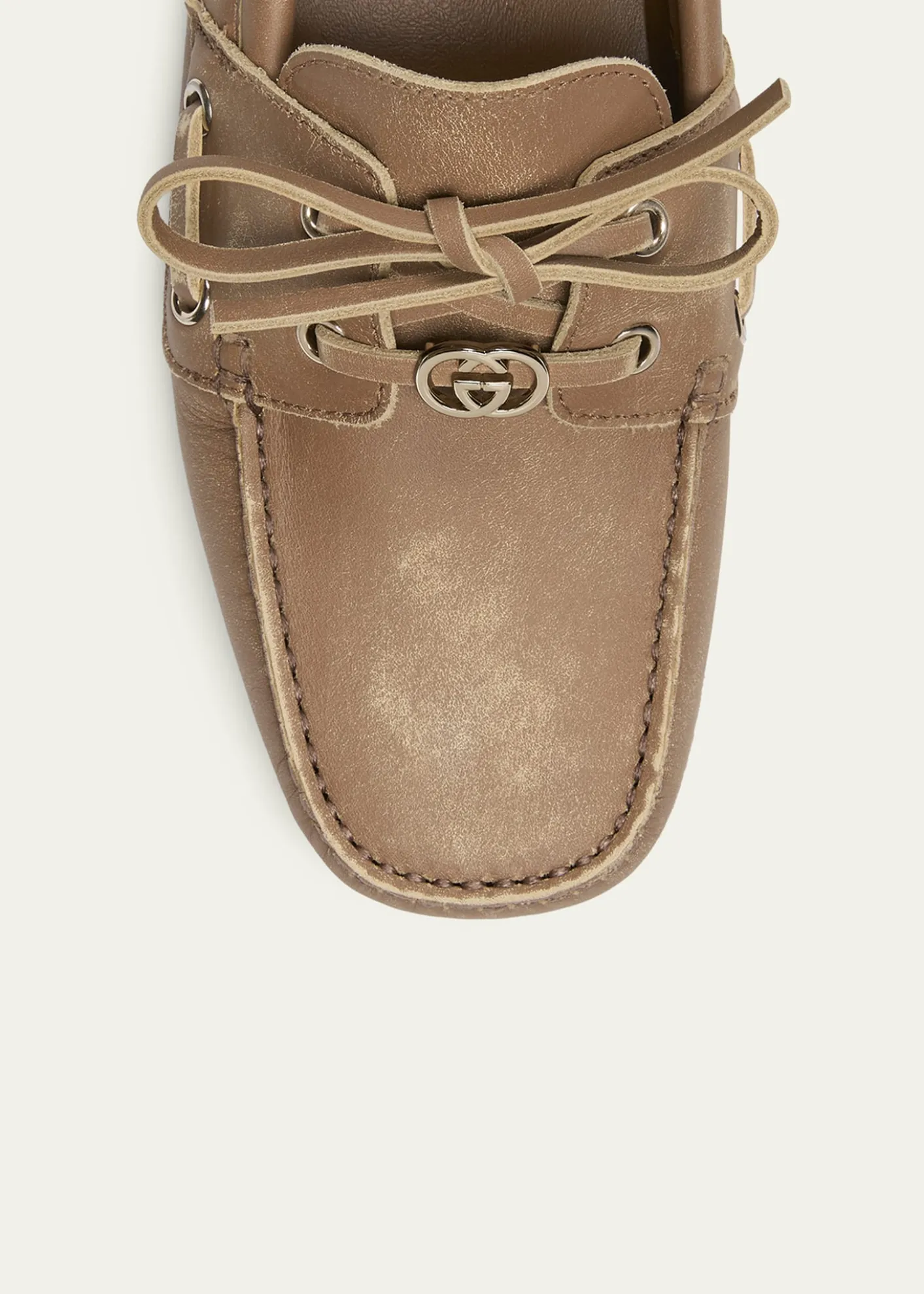 GucciWashed Leather Boat Shoes