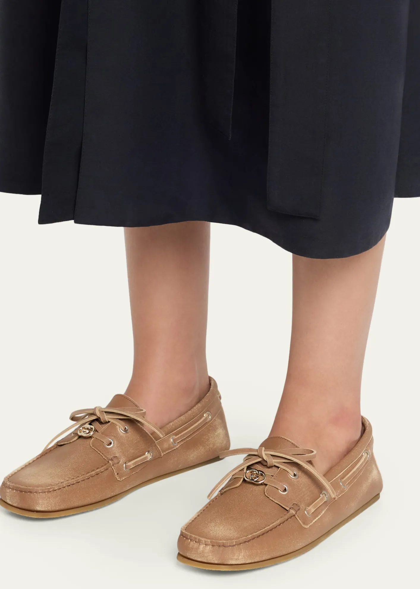 GucciWashed Leather Boat Shoes