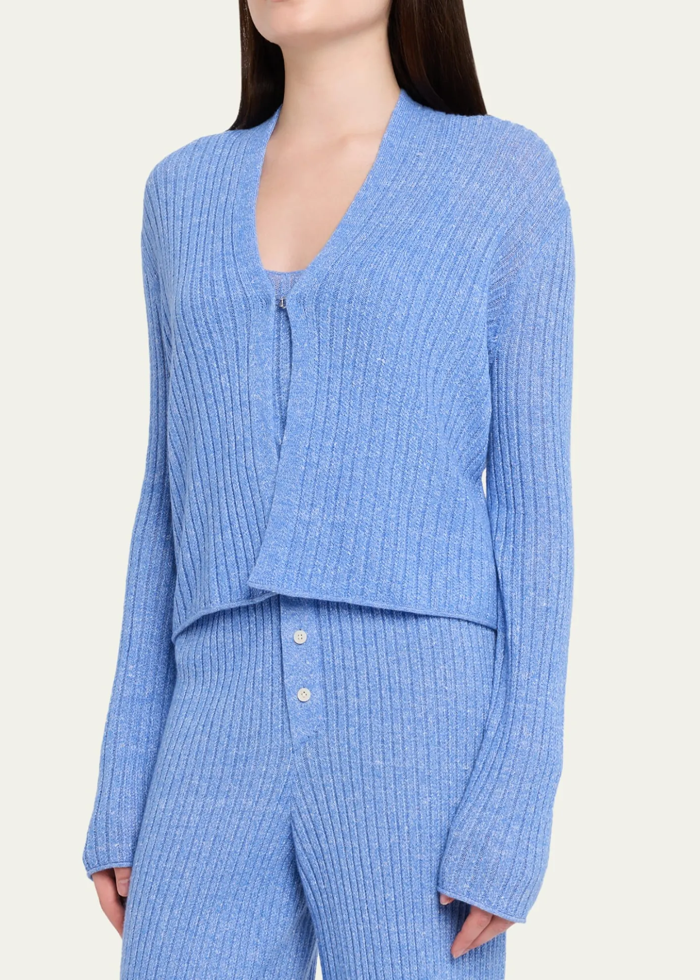 Guest in ResidenceBreezy Ribbed Cashmere Cardigan