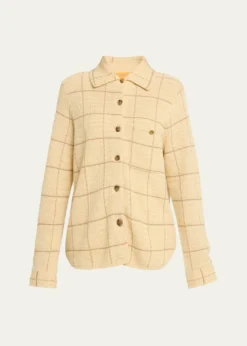 Guest in ResidenceDylan Plaid Cashmere-Linen Shirt