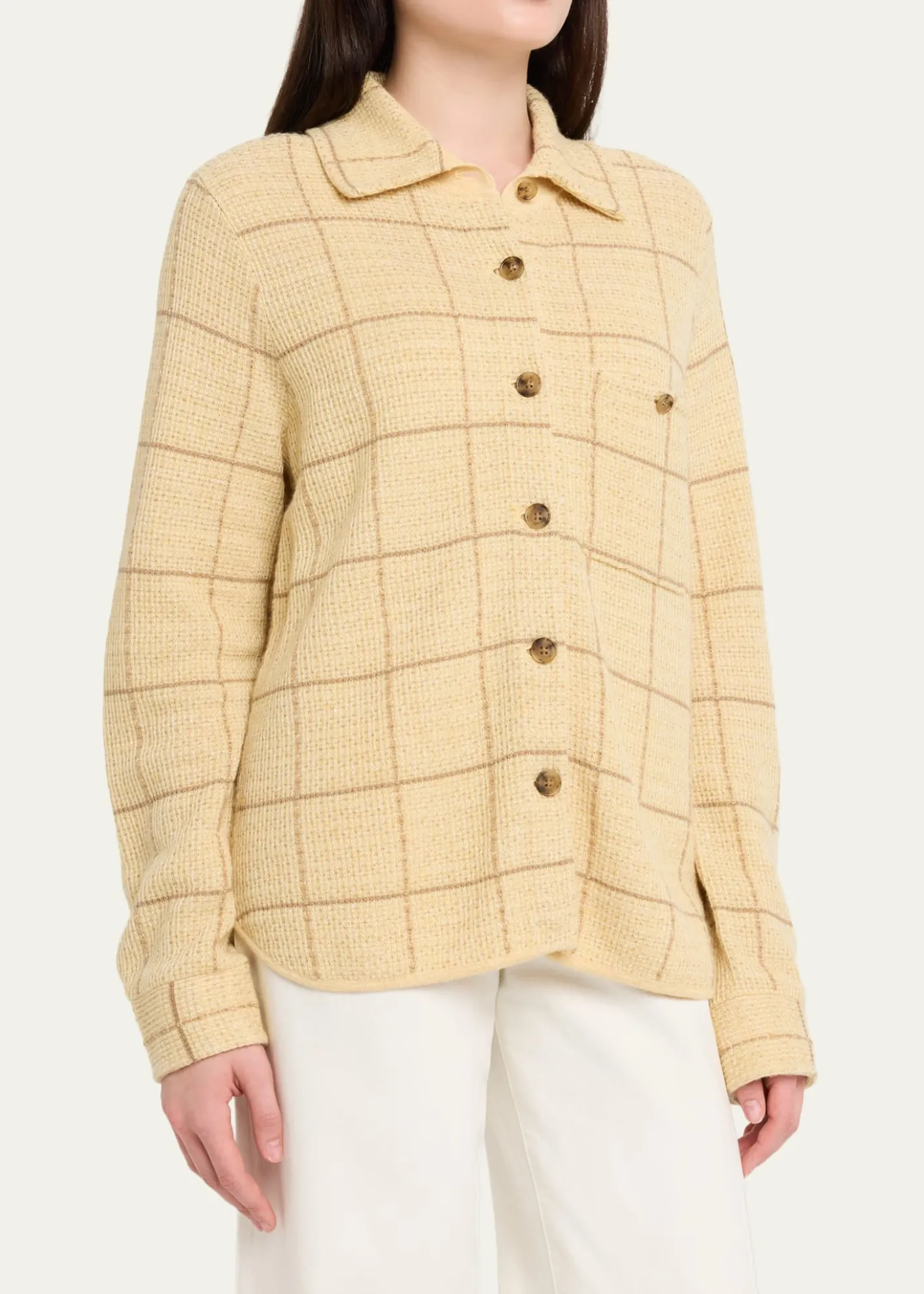 Guest in ResidenceDylan Plaid Cashmere-Linen Shirt