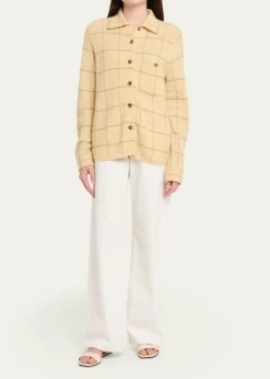 Guest in ResidenceDylan Plaid Cashmere-Linen Shirt