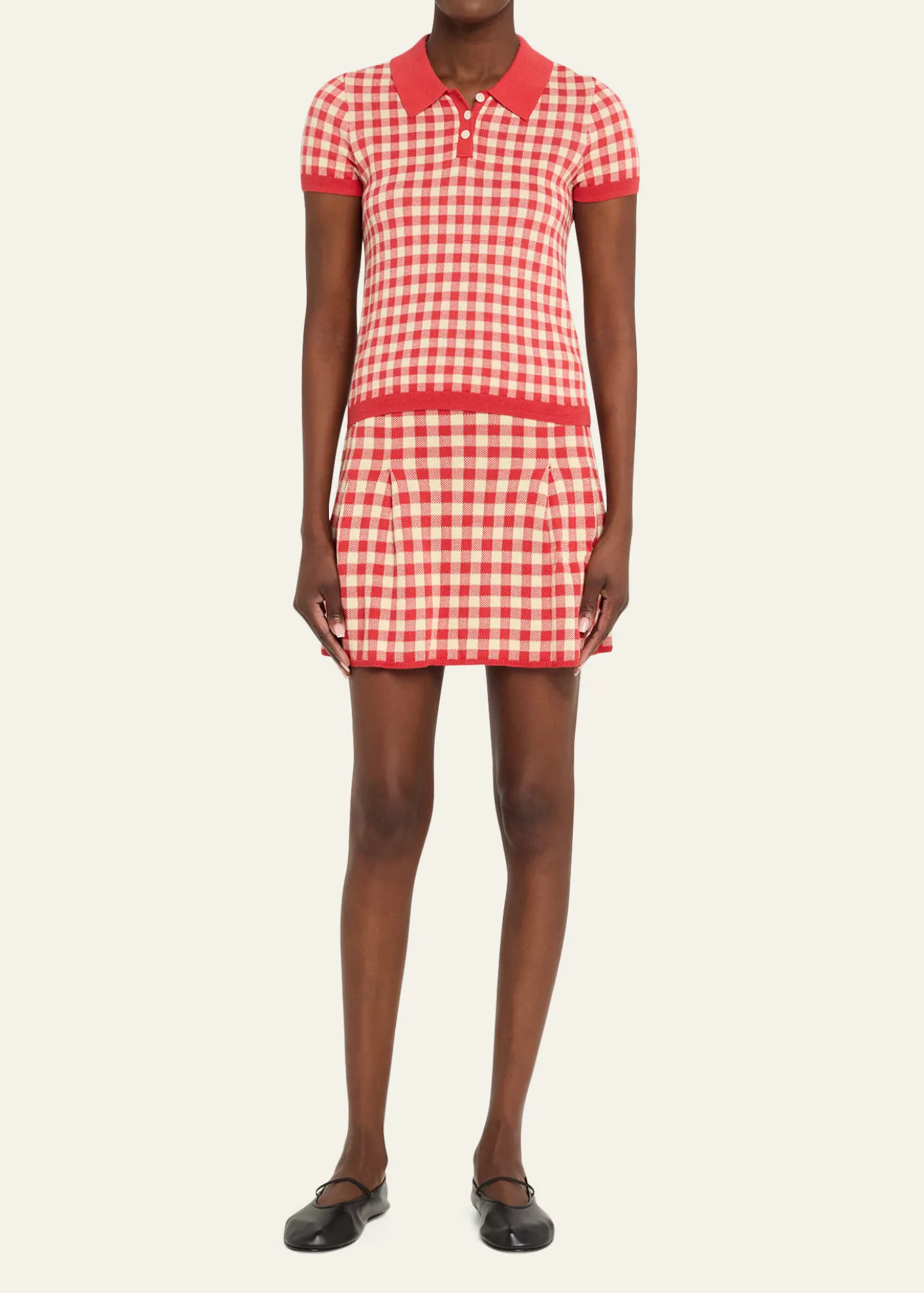 Guest in ResidenceGingham Pleated Mini Skirt
