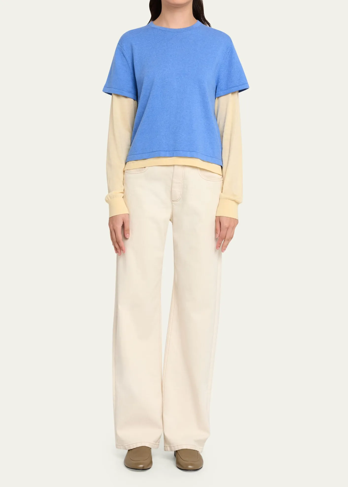 Guest in ResidenceLayered Cotton-Cashmere Tee