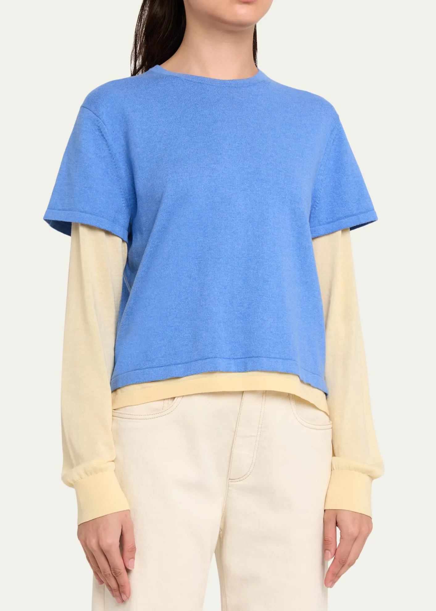 Guest in ResidenceLayered Cotton-Cashmere Tee