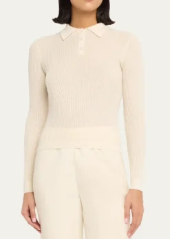 Guest in ResidenceShrunken Long-Sleeve Cashmere Polo