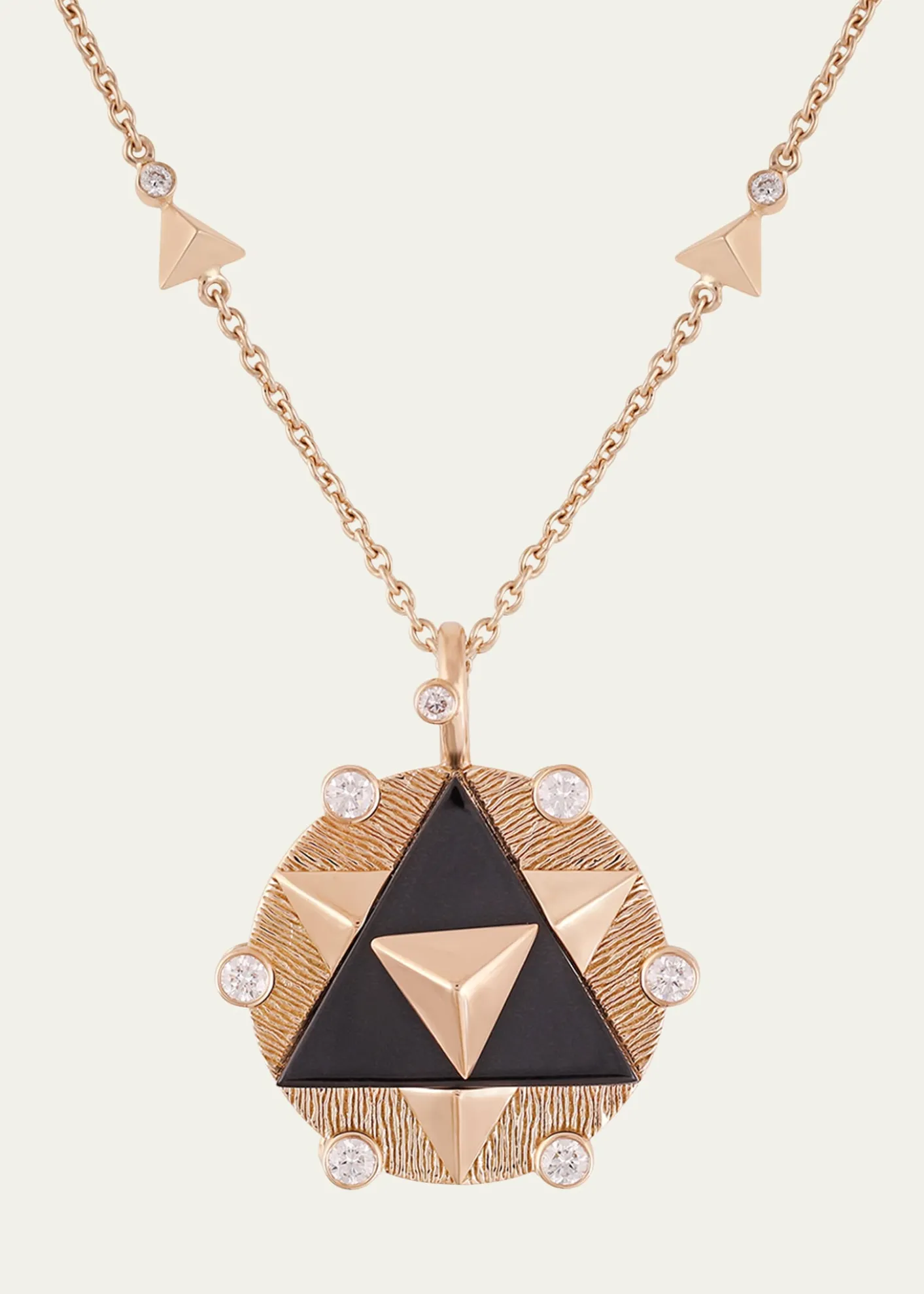 Gyan JaipurAravali Yantra Diamond and Black Onyx Pendant Necklace